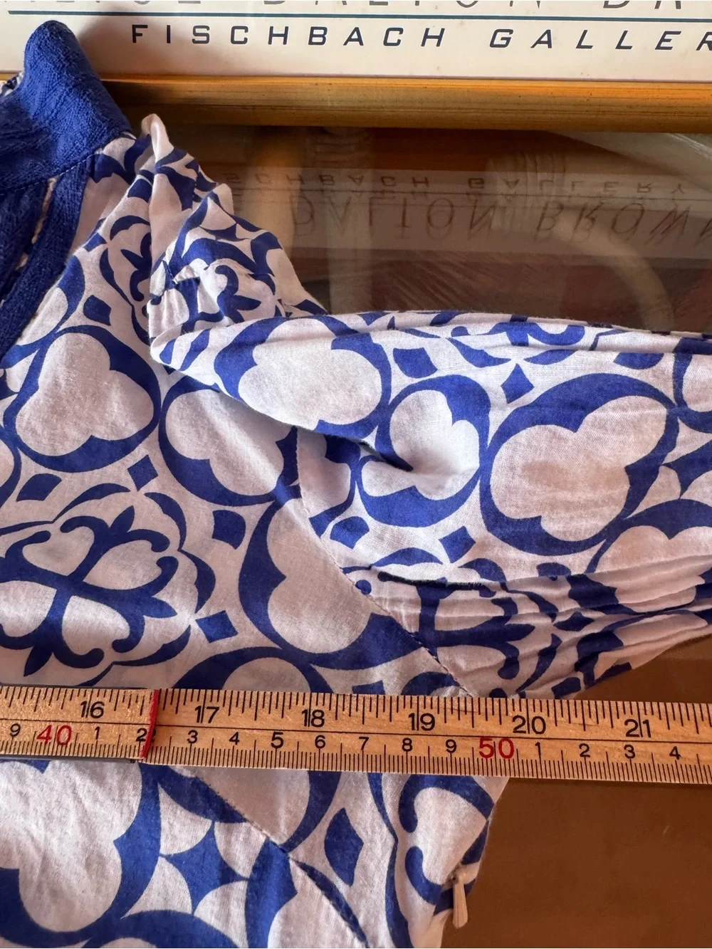 Tory Burch Blue White Printed Cotton Tunic Blouse Cover Up Size 10